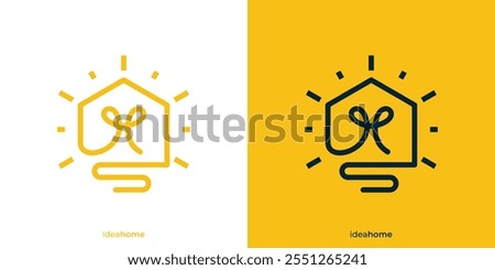 Simple Home Idea Logo. Abstact Combination Home House and Lightbulb Icon Graphic. Smart Home Logo Design Template.