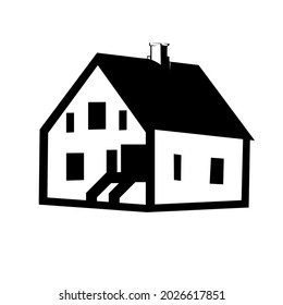 simple home illustration black and white