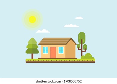 simple home illustration style concept flat design