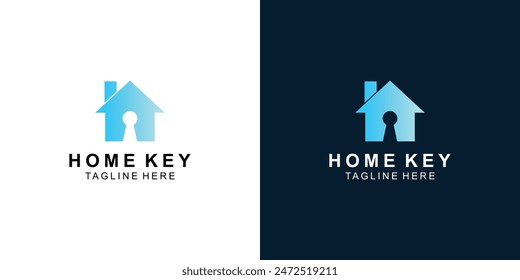 Simple home and key logo design with modern style , premium vector