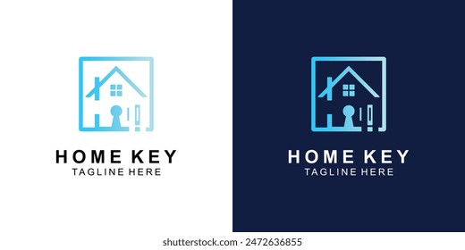 Simple home and key logo design with modern style , premium vector