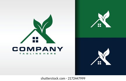 simple home leaf green logo