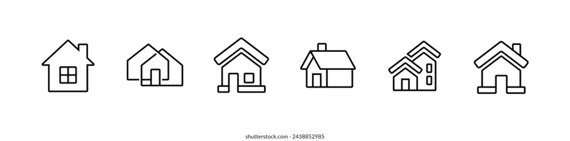conjunto de iconos de línea de inicio simple - ilustración vectorial de símbolo de casa de bienes raíces