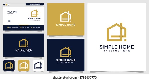 Logotipo hogareño simple con concepto moderno y diseño de tarjetas de visita, casa, finca, edificio, simple, Vector Premium