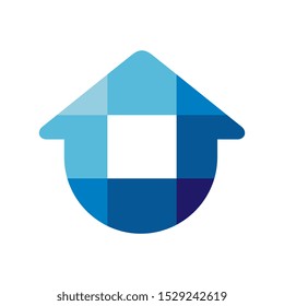 Simple home logo template, blue house icon design, modern real estate symbol - Vector