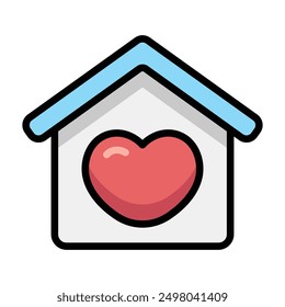 Simple Home with Love colorful icon. The icon can be used for websites, print templates, presentation templates, illustrations, etc