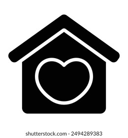 Icono de glifo de Casa Simple con Amor. El ícono se puede usar para Sitios web, Plantillas impresas, Plantillas de presentación, ilustraciones, etc