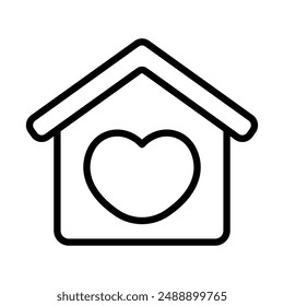 Simple Home with Love icon. The icon can be used for websites, print templates, presentation templates, illustrations, etc