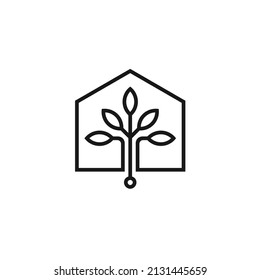 Simple Home Nature Leaf Logo Design. House and Leaf Concept 