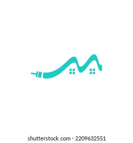 Simple home painter logo design. Letter m inspired resident home painter company vector illustration.