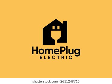 simple home plug electric logo design concept	
