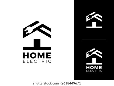 simple home plug electric logo design concept	
