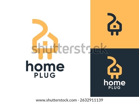 simple home plug electric logo design concept	
