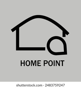 Einfaches Home-Point-Logo-Design, Karte Zeigerstift isoliert auf grauem Hintergrund