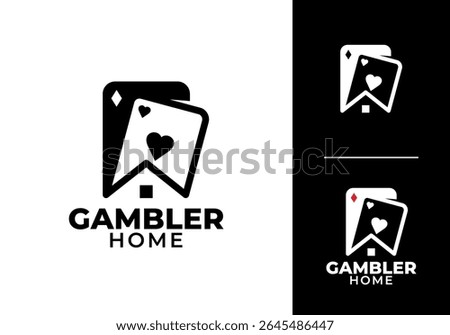 simple home poker logo. playing card for gamble bet casino sport club vector design concept