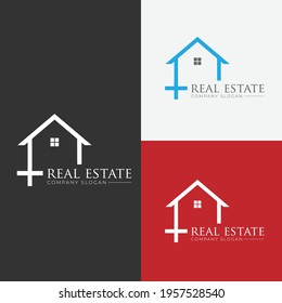 Simple home real estate vector iconic logo