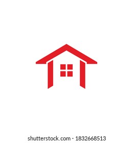 simple home roof arrow up geometric line symbol logo vector