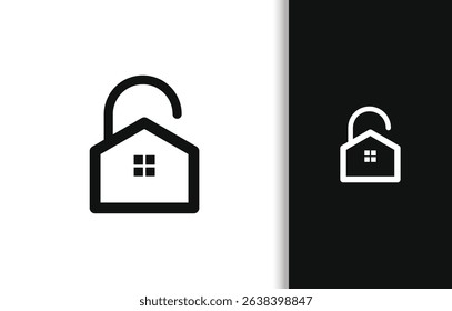 SIMPLE HOME SECURITY LOGO, HOME WITH LOCK DESIGN TEMPLATE
