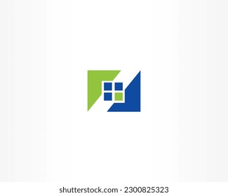 Simple home square icon concept logo design template