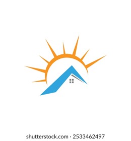 Diseño de logotipos de hogar y sol simple