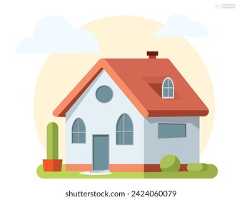 A simple Home Sweet Home in flat cartoon. Eps