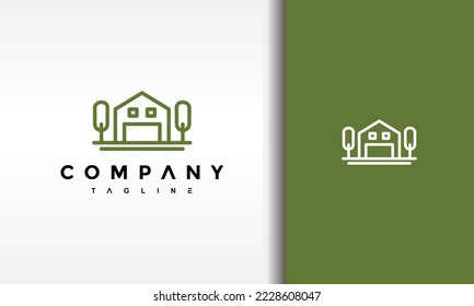simple home tree line logo	