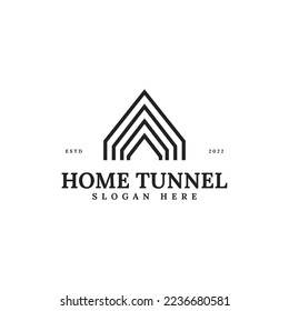 simple home tunnel icon logo design vector illustration with outline, modern and elegant styles isolated on white background. 