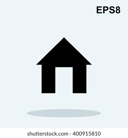 Simple home vector icon. House silhouette isolated on white background