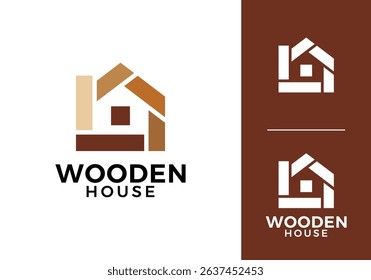 simple home wood logo vector design concept	
