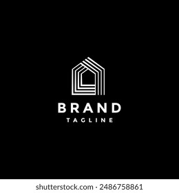 Einfache Home Woven Lines Logo Design. Minimalistisches Logo-Design mit Abstufungslinien.