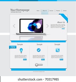 Simple homepage template with blue theme