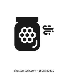 Simple honey jar icons with logo in solid style design on white background. Suitable for autumn seasons, food, jam, pattern design and website app. Pixel Perfect 48x48. Vector Illustration EPS 10.