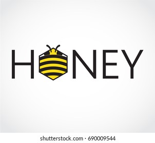 simple honey label with stylized bee shape