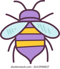 Simple honeybee on transparent background. Good for scrapbooking, prints, patterns, children posters.