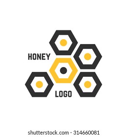 simple honeycomb abstract logotype. concept of honeyed emblem, promotion, syrup, liquid sweetness, nectar. isolated on white background. flat style trend modern brand design vector illustration