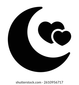 Simple Honeymoon glyph icon. The icon can be used for websites, print templates, presentation templates, illustrations, etc	