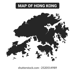 Simple Hong Kong Mapa negro Ilustración vectorial plana