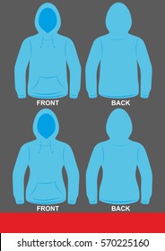 Simple hoodie jacket design, colored Blue