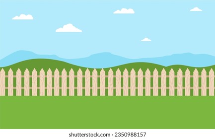 Simple horizontal backyard view with wood fence