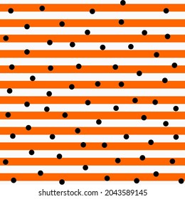 simple horizontal black spot and orange and white striped lines seamless pattern halloween day theme for background, wallpaper, texture, textile, banner, label etc. vector design