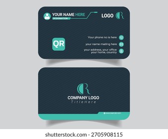 Modelo de cartão de visita horizontal simples com layout limpo
