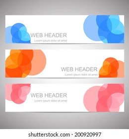 Simple horizontal colorful web headers or banners/design for your web presentation, website, with place for your content
