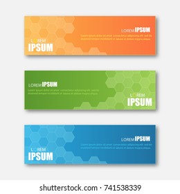 Simple horizontal design banner backgrounds. Three different colors. Vector illustration, eps10.