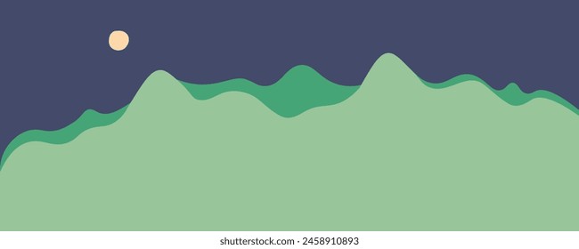 simple horizontal grassy landscape in vector.atmospheric view in flat style.template for background wallpaper banner