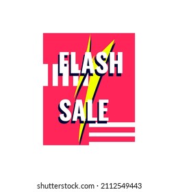 simple horizontal line banner text lightning bolt flash sale.classic design for advertising discount event, poster, business deal, promotions shopping, best offer product.Vector illustration isolated.