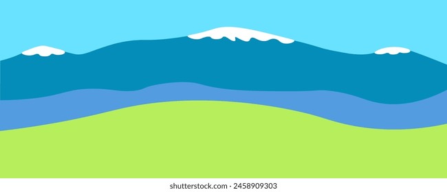 simple horizontal mountain landscape in vector.atmospheric view in flat style.template for background wallpaper banner