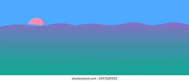 Einfache Horizontale Seeszene in der Vektorgrafik.Atmosphärische Ansicht im flachen Stil.Vorlage für Hintergrund Bildschirmhintergrund Banner