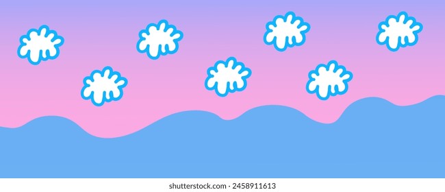 simple horizontal seascape in vector.atmospheric view in flat style.template for background wallpaper banner