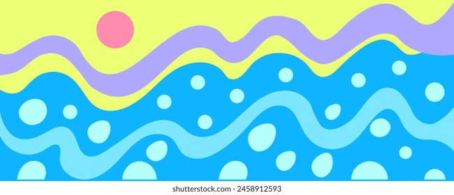 simple paisaje marino Horizontal en el Vector.vista atmosférica en estilo plano.Plantilla para el Anuncio de Fondo de pantalla de fondo