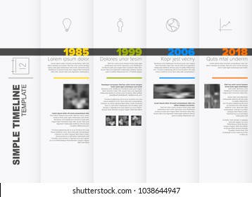 Simple Horizontal Timeline Template With Big Years And Photo Placeholders